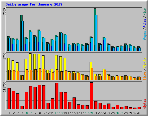 Daily usage for January 2019