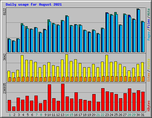 Daily usage for August 2021