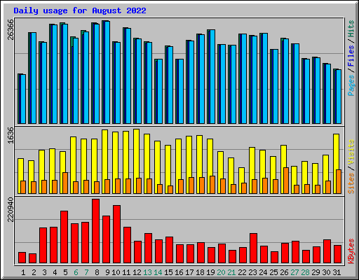 Daily usage for August 2022